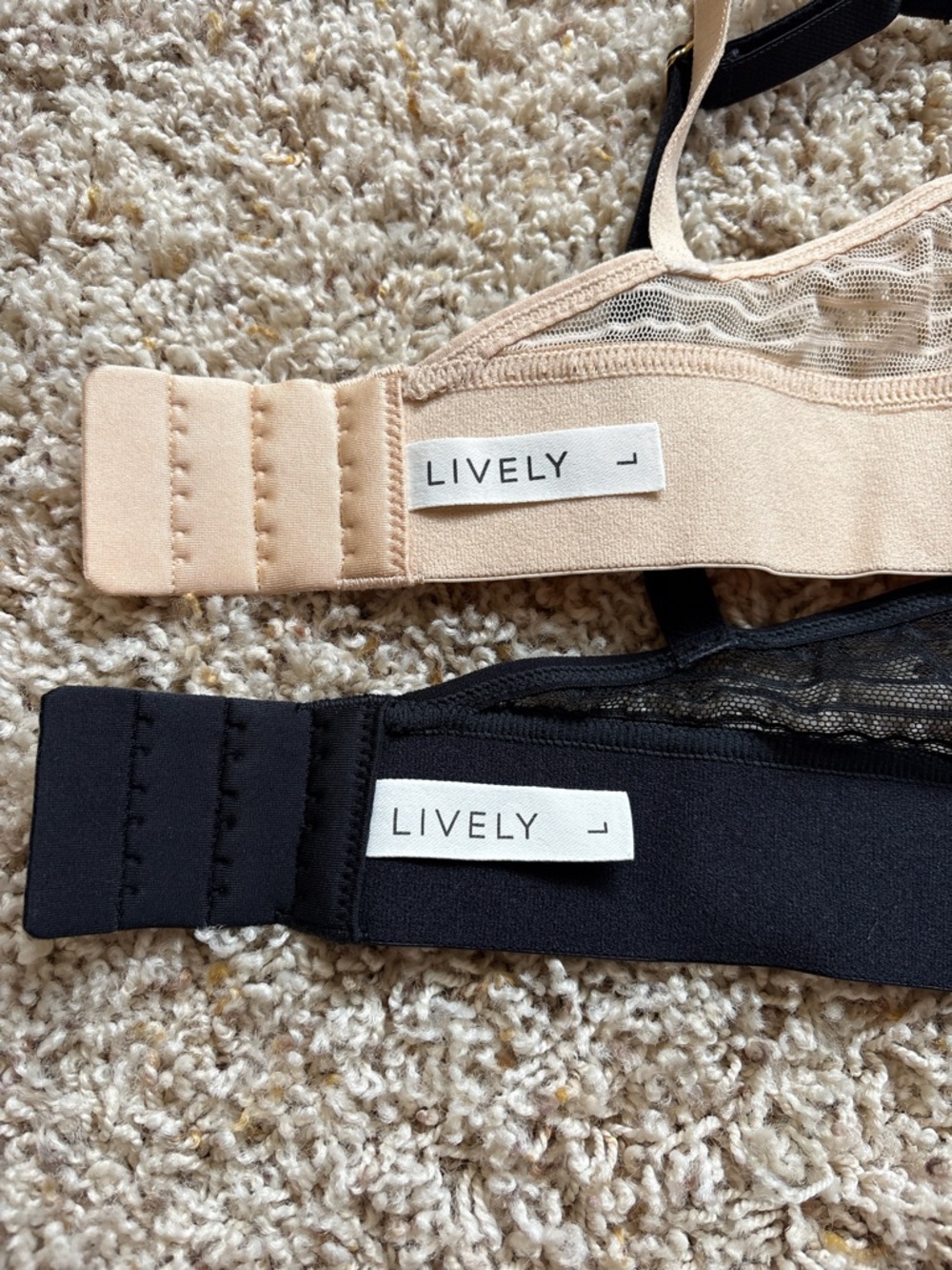 Lively The Stripe Mesh Bralette Size L Bundle of 2 Nude Black - Picture 3 of 4